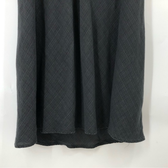 Eileen Fisher L Linen Dress V-Neck Sleeveless Basket Crepe Graphite Gray 0752 - Picture 10 of 14